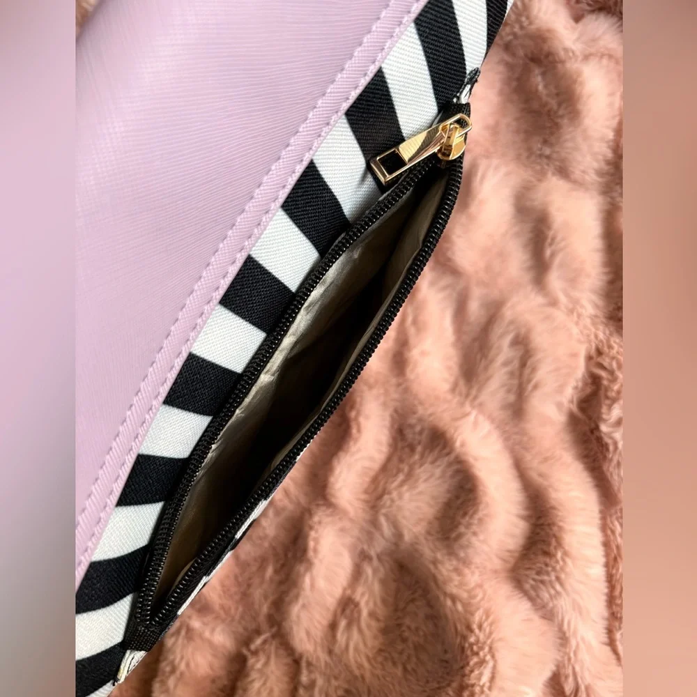 Matein Lavender Stripe Laptop Bag with Bow Accent